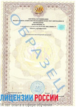 Образец сертификата соответствия (приложение) Лучегорск Сертификат ISO 22000